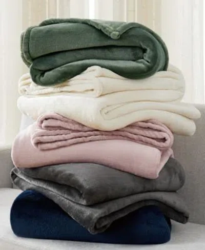 Cannon Solid Plush Blanket Collection In Green