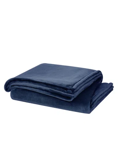 Cannon Solid Plush Blanket, King In Dark Blue