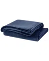 Cannon Solid Plush Dark Throw In Blue