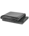 Cannon Solid Plush Grey Blanket In Grey