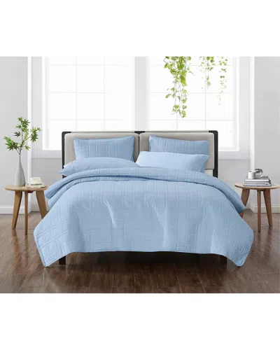 Cannon Solid Quilt Set In Blue