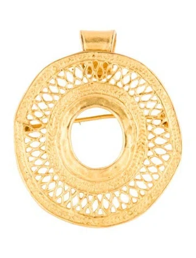 Pre-owned Cano Vintage Circle Pendant Pin Brooch In Multi