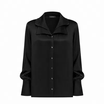 Cansu Xi Women's Silky Moonlight Shirt - Black