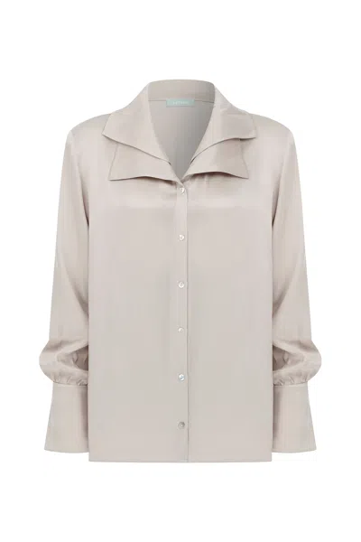 Cansu Xi Women's Silky Moonlight Shirt - Grey In Neutral