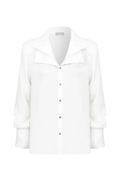 Cansu Xi Women's Silky Moonlight Shirt - White