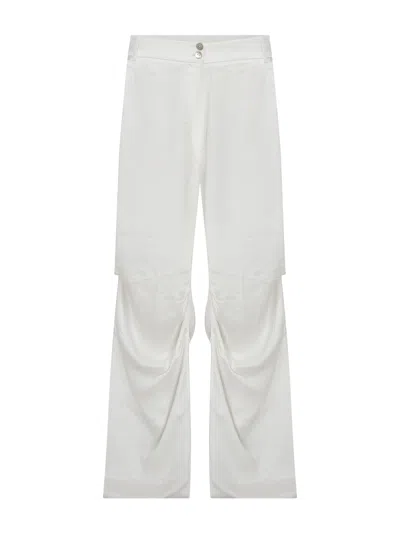 Cansu Xi Women's White Comfort Trousers With Drapes