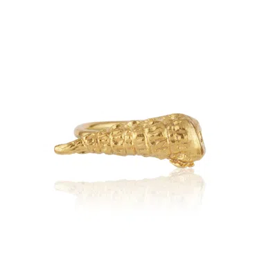 Cansui Design Women's Gold Long Seashell Ring