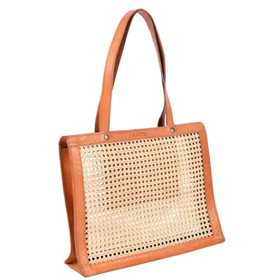Cantik By Camilla Women's Brown Pantai Leather & Rattan Straw Beach Tote Bag In Burgundy