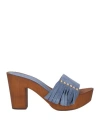 Cantini & Cantini Woman Mules & Clogs Pastel Blue Size 7 Leather