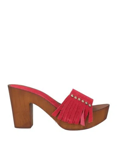 Cantini & Cantini Woman Mules & Clogs Red Size 8 Leather
