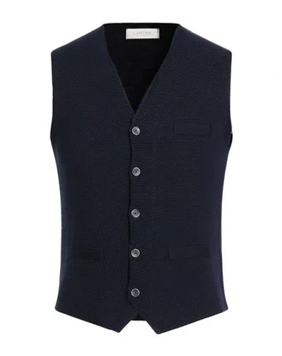 Cantra Man Tailored Vest Navy Size M Merino Wool, Acrylic In Blue