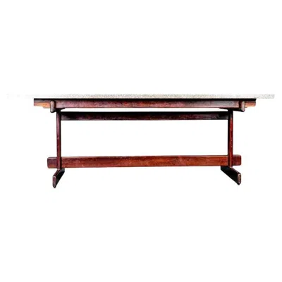 Pre-owned Cantu Moveis . Dining Table. 1968. Solid Wood And Granite. 200 X 100 X 78cm In Brown