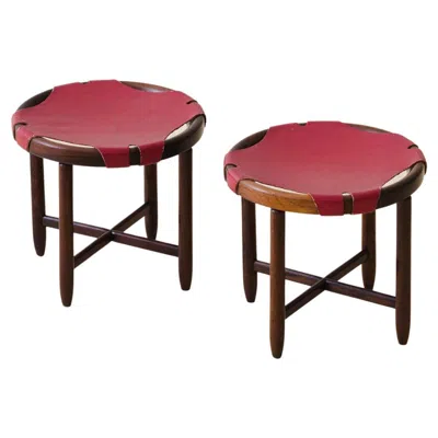 Pre-owned Cantu Pair Of Vintage Rosewood Stools By Cantù Móveis, Brazilian Mid-century, 1960s In Brown