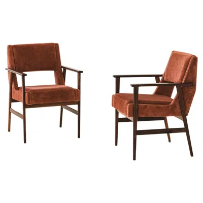 Pre-owned Cantu Rosewood Chairs With Armrests By Móveis Cantù, 1960s, Brazilian, Midcentury In Brown