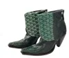 Canty Women's Embossed Leather Boots In Green
