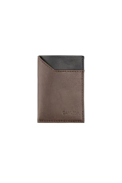 Canussa Women's Black / Brown Slim Vegan Card Holder - Brown/black