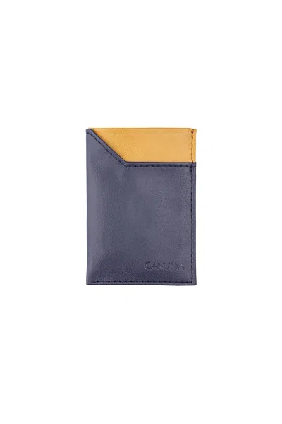 Canussa Women's Blue / Brown Slim Vegan Card Holder - Blue/camel