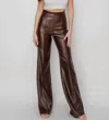 Canvas Apparel Amelia High Waisted Pleather Pants In Brown