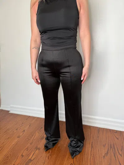 Canvas Apparel Paige Satin Trouser In Black