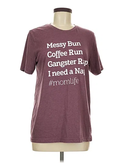 Pre-owned Canvas Short Sleeve T-shirt In Burgundy