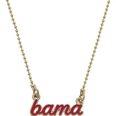 Canvas Style Alabama Crimson Tide Enamel Script Necklace In Gold