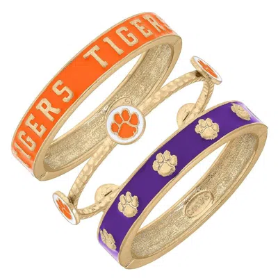 Canvas Style Clemson Tigers Enamel Bangle Stack In Multi