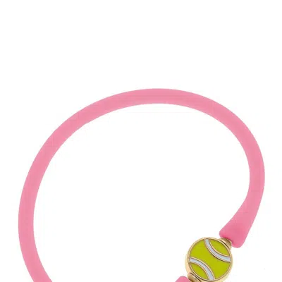 Canvas Style Enamel Tennis Ball Silicone Bali Bracelet In Bubblegum In Pink