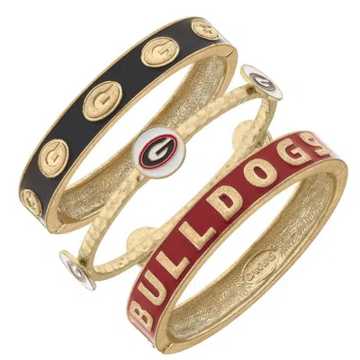 Canvas Style Georgia Bulldogs Enamel Bangle Stack In Red
