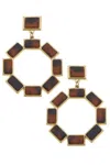 Canvas Style Halston Tortoise Statement Earrings In Worn Gold In Multi