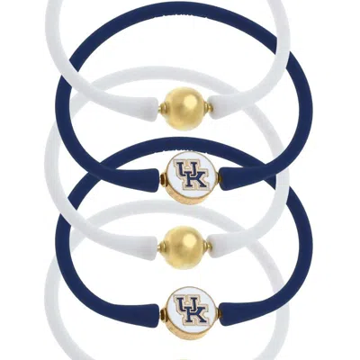 Canvas Style Kentucky Wildcats 24k Gold Plated Bali Bracelet Stack In Blue