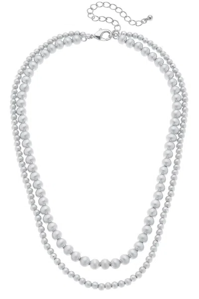 Canvas Style Layered Ember Ball Necklace In Satin Silver In Multi