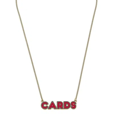 Canvas Style Louisville Cardinals Outline Enamel Necklace In Red In Gold