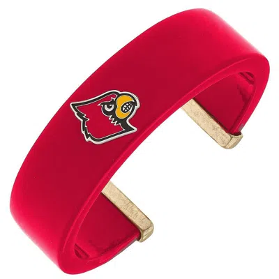 Canvas Style Louisville Cardinals Resin Logo Cuff Bracelet In Red