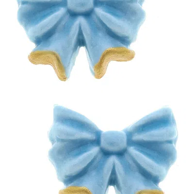 Canvas Style Lucy Porcelain Bow Stud Earrings In Blue