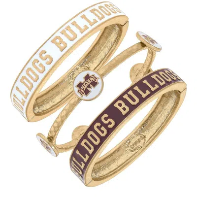 Canvas Style Mississippi State Bulldogs Enamel Bangle Stack In Gold
