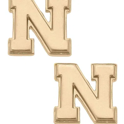 Canvas Style Nebraska Cornhuskers 24k Gold Plated Stud Earrings