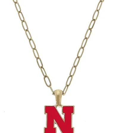 Canvas Style Nebraska Cornhuskers Enamel Pendant Necklace In Red