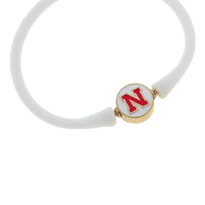Canvas Style Nebraska Cornhuskers Enamel Silicone Bali Bracelet In White