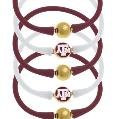 Canvas Style Texas A&m Aggies 24k Gold Plated Bali Bracelet Stack In Multi