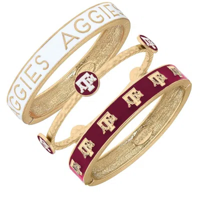 Canvas Style Texas A&m Aggies Enamel Bangle Stack In Red