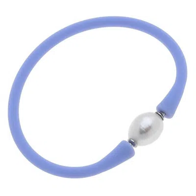 Canvas Style Women's Bali Freshwater Pearl Silicone Bracelet In Lilac In Blue