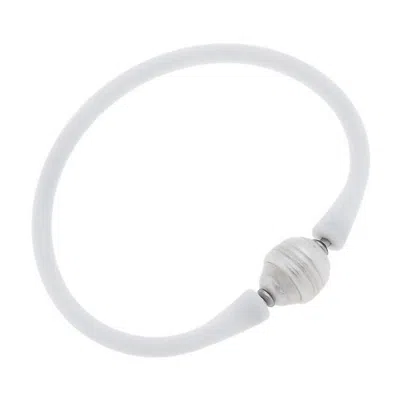 Canvas Style Women's Bali Freshwater Pearl Silicone Bracelet In White