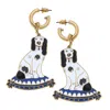 Canvas Style Women's Baron Enamel Staffordshire Dog Earrings In Black/white In Multi