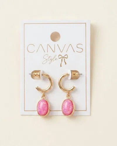 Canvas Style Women's Caroline Gemstone Drop Hoop Earrings In Fuchsia In Gold