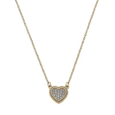 Canvas Style Women's Corrine Pavé Heart Charm Necklace In Worn Gold