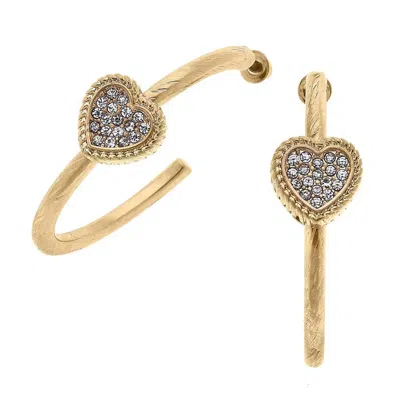 Canvas Style Women's Corrine Pavé Heart Hoop Earrings In Gold