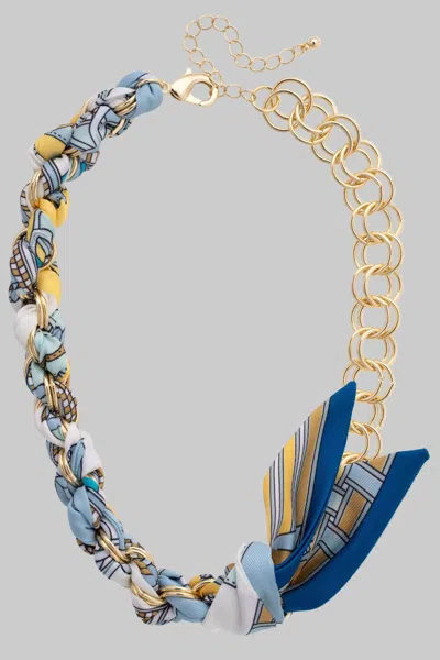 Canvas Style Women's Desiree Scarf Necklace In Light Blue & Gold