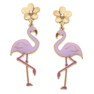 Canvas Style Women's Enamel Flamingo Earrings In Pink