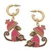 CANVAS STYLE WOMEN'S REMY ENAMEL MONKEY EARRINGS IN PINK/BROWN