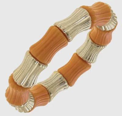 Canvas Style Women's Stretch Bracelet In Gold/orange In Multi